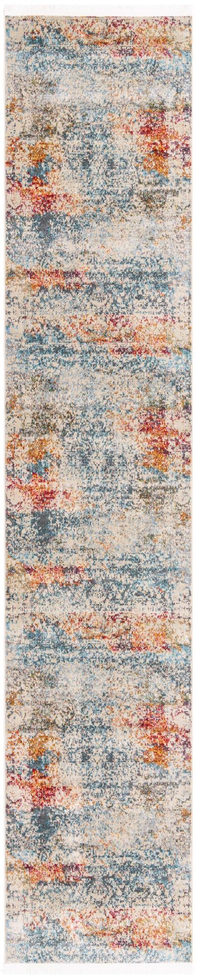 Unique Loom Baracoa Panamericana Machine Made Medallion Rug Cream, Blue/Orange/Red/Gray/Gold 2' 7" x 13' 1"