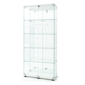 English Elm Tempered Glass Display Cabinet With Bluetooth Led Lights, Lockable Door, Mirrored Back - White Elegance W3155S00018-GIGA