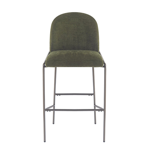 English Elm Christopher Knight Home® - Galen Upholstered Metal Barstool Set of 2 with Plush Stain-Resistant Fabric, Ergonomic Modern Design Green N775P290453N