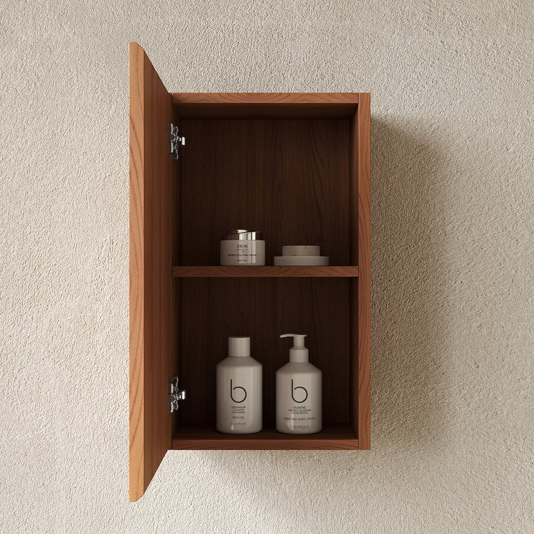 English Elm Mitch Wall Mounted Narrow Bathroom Cabinet Oak Woodgrain French Groove Door Storage W2615P376561