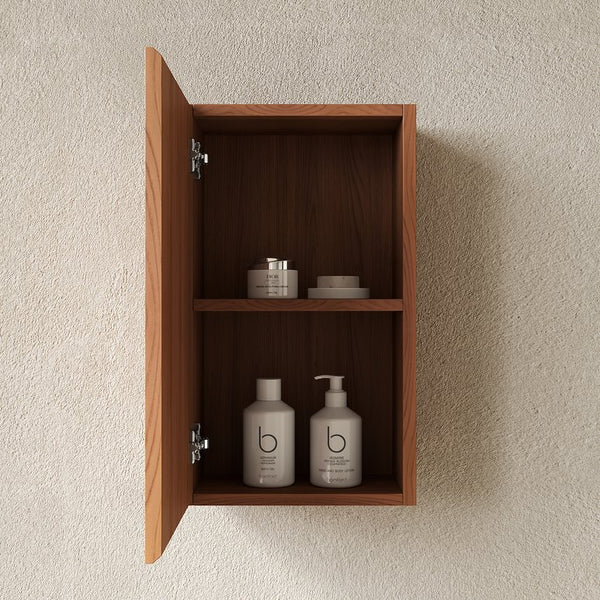 English Elm Mitch Wall Mounted Narrow Bathroom Cabinet Oak Woodgrain French Groove Door Storage W2615P376561
