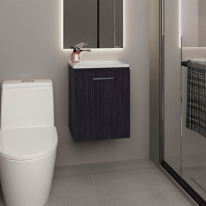 English Elm Bathroom Sleek Single-Door Vanity with Integrated Sink — Modern Minimalist Engineered Wood Storage, Durable & Eco-Friendly Black 24.4 L x 20.4 W x 11.02 H B097P296813