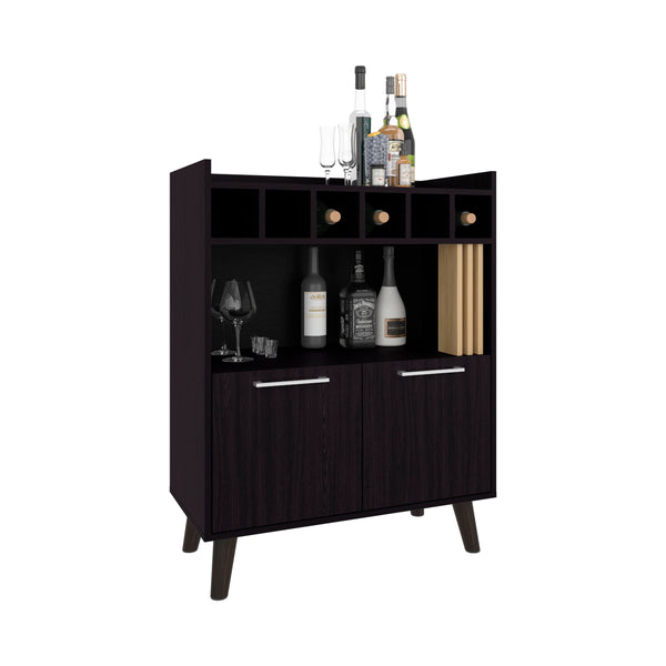 English Elm Bar Cabinet Black+Khaki with 2 Doors 1 Shelf – Compact Engineered Wood Storage, Eco-Friendly Design B097P262383