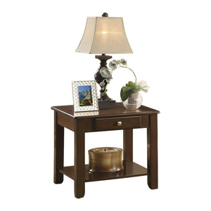English Elm Contemporary Chairside Table with Open Shelf and Deep Finish for Living Room Style and Functionality Cherry 30.75 L x 25 W x 8 H B011P297481