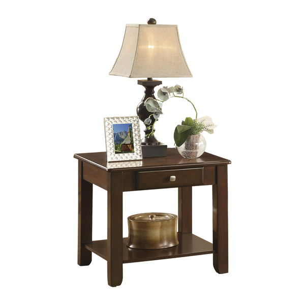 English Elm Contemporary Chairside Table with Open Shelf and Deep Finish for Living Room Style and Functionality Cherry 30.75 L x 25 W x 8 H B011P297481