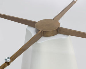 Sunpan Moda Modern 55" Dining Table with Clear Tempered Glass Top and Antique Brass Base for Stylish Dining White