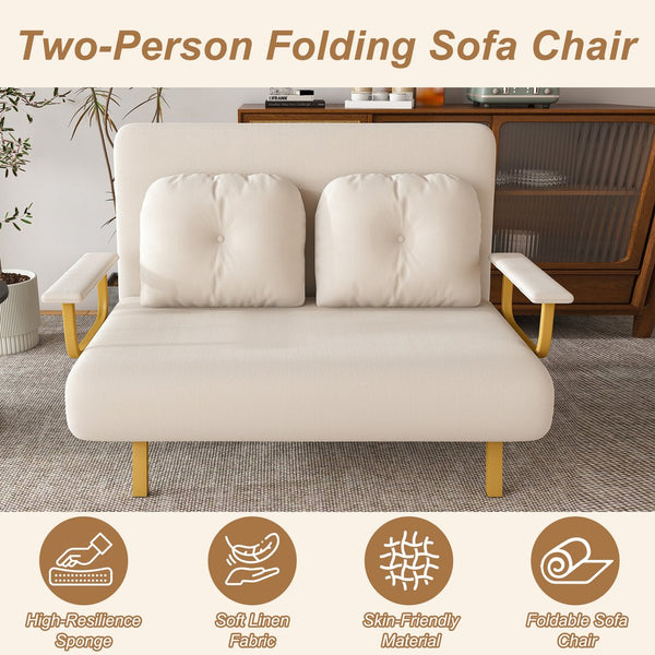 English Elm 46" Wide Corduroy Sleeper Sofa Bed Convertible Folding Chair for Two with Adjustable Backrest W2700P431033
