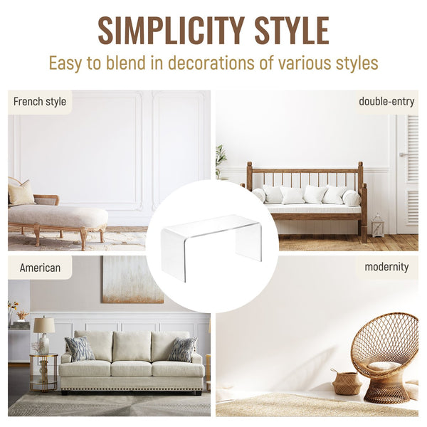 English Elm Coffee Table Clear Acrylic Seamless Waterfall Rectangle Living Room Modern Accent T3971P405893