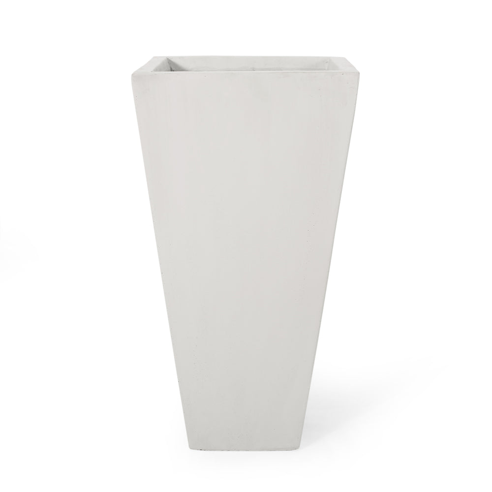 English Elm 13" Mgo Cast Stone Tapered Square Planter Architectural Matte Black Patio Accent Matte White 69574.00WHI
