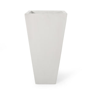 English Elm 13" Mgo Cast Stone Tapered Square Planter Architectural Matte Black Patio Accent Matte White 69574.00WHI
