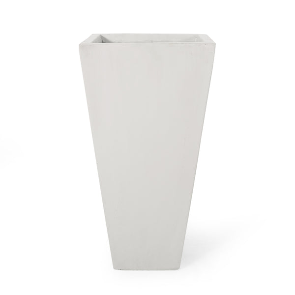 English Elm 13" Mgo Cast Stone Tapered Square Planter Architectural Matte Black Patio Accent Matte White 69574.00WHI