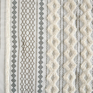 English Elm Cotton Imani Comforter Mini Set with Tufted Chenille Geometric Print, OEKO-TEX Soft King Bedding Ivory 21.65 L x 22.83 W x 10.63 H B035128794