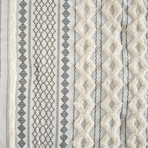 English Elm Cotton Imani Comforter Mini Set with Tufted Chenille Geometric Print, OEKO-TEX Soft King Bedding Ivory 21.65 L x 22.83 W x 10.63 H B035128794