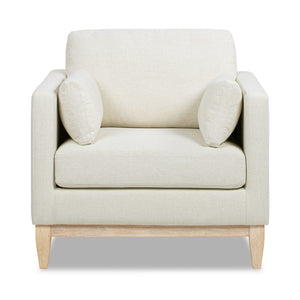 English Elm Jennifer Taylor Home - Knox 36" Modern Farmhouse Arm Chair with Feather-Down Foam, Removable Covers, Flax White Linen B2719P353144