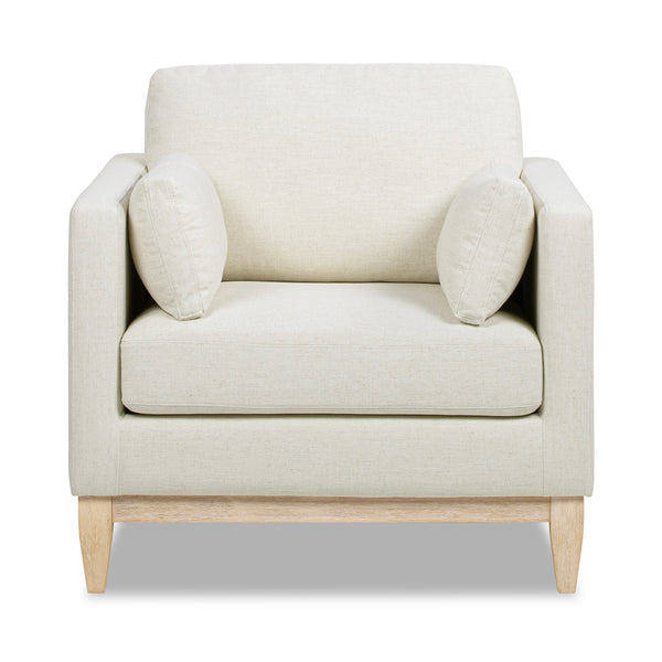 English Elm Jennifer Taylor Home - Knox 36" Modern Farmhouse Arm Chair with Feather-Down Foam, Removable Covers, Flax White Linen B2719P353144