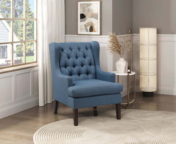 English Elm 1Pc Elegant Button-Tufted Blue Accent Chair With Foam Cushion - Perfect For Cozy Spaces & Style! B011P287707