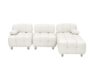 English Elm A 90.60-inch Leathaire Fabric White Sofa – Waterproof, Stain & Cat Scratch Resistant, Space-Saving Four-Seater W1658S00157