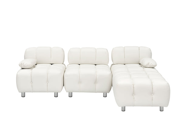 English Elm A 90.60-inch Leathaire Fabric White Sofa – Waterproof, Stain & Cat Scratch Resistant, Space-Saving Four-Seater W1658S00157