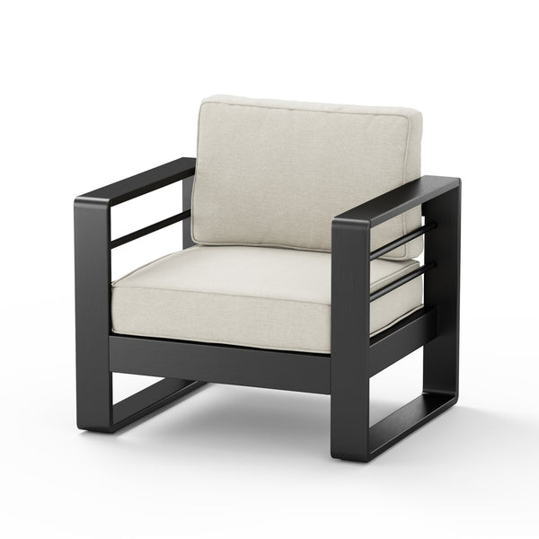 English Elm Christopher Knight Home® - Maya Bay Outdoor Aluminum Club Chair Set Of 2 - Stylish Black Frame & Beige Cushions For Patios N775P243371B-S2