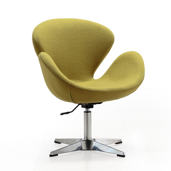 English Elm Raspberry Upholstered Swivel Lounge Chair with Adjustable Height, Polished Chrome Base & Modern Seat Design Green B365P397961