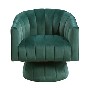 English Elm Dark Velvet Swivel Barrel Chair – Luxurious Green Velvet Accent, Channel Stitching, 360° Comfort & Support B011P329261