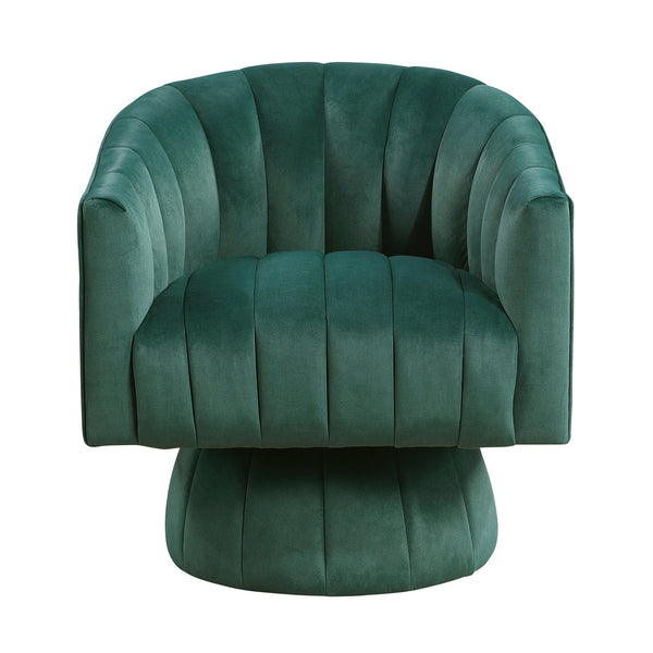 English Elm Dark Velvet Swivel Barrel Chair – Luxurious Green Velvet Accent, Channel Stitching, 360° Comfort & Support B011P329261