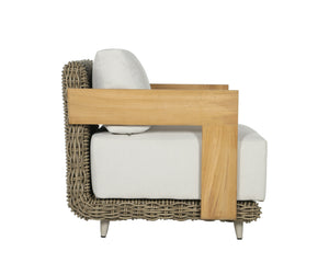 Sunpan Potenza Outdoor Armchair - Elegant Palazzo Cream, Teak Wood, Eco-Friendly Design for Ultimate Comfort