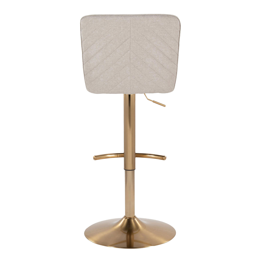 English Elm Henry Adjustable Barstool Set Of 2 - Chic Gold Metal & Beige Upholstery With Swivel & Height Adjustments B202S00933