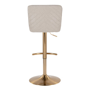 English Elm Henry Adjustable Barstool Set Of 2 - Chic Gold Metal & Beige Upholstery With Swivel & Height Adjustments B202S00933