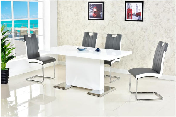 English Elm Dining Side Chairs Set of 2 Faux Leather Two-tone Upholstered with Chrome Metal Legs B011P496280