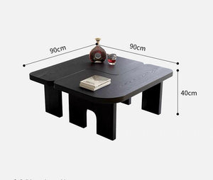 English Elm Modern Black Extendable Nesting Coffee Table Set 70.86" — Splicing Design, Space-Saving Durable MDF Surface W2295P365033