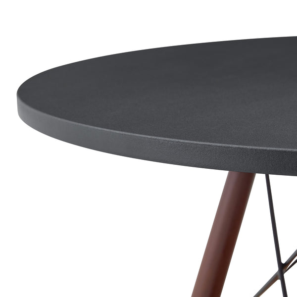 English Elm 31.5-inch Round Dining Table Solid Legs Woven Basket Storage Compact Modern Minimalist Walnut+Black W1151P431130