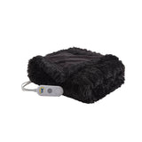 Serta Malea Glam/Luxury Shaggy Faux Fur Heated Throw ST54-0153 Black