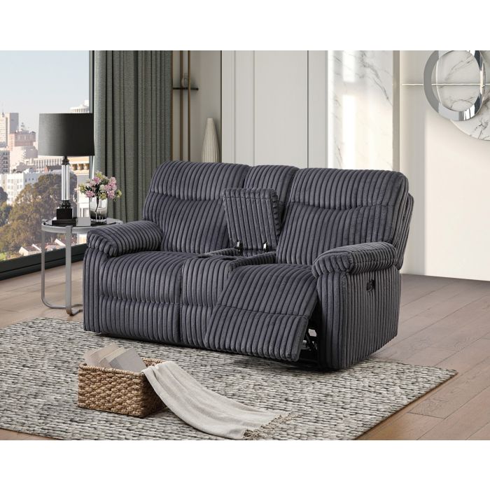 English Elm Comfy Velvet Reclining Loveseat with Chaise Cushioning and Console for Media Rooms B078P473037