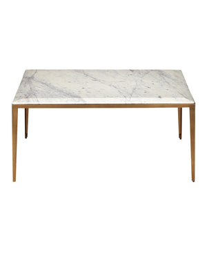 Currey & Company Oblique Marble Cocktail Table - Sleek Antique Brass Frame With Floating White Lilac Top & Unique Veining White White Lilac Marble ,Iron ,Engineered Wood 4000-0237-currey-company