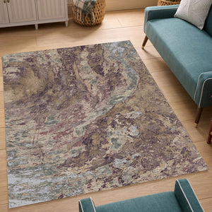 English Elm Artistic Abstract Rust Tone Large Area Rug Low Pile Living Room Dining Floor Accent B186P428932