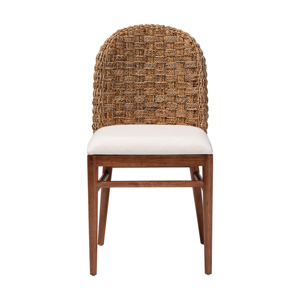 English Elm Modern Seagrass Woven Acacia Wood Counter Stool with Padded Seat for Kitchen Islands B2750P467696