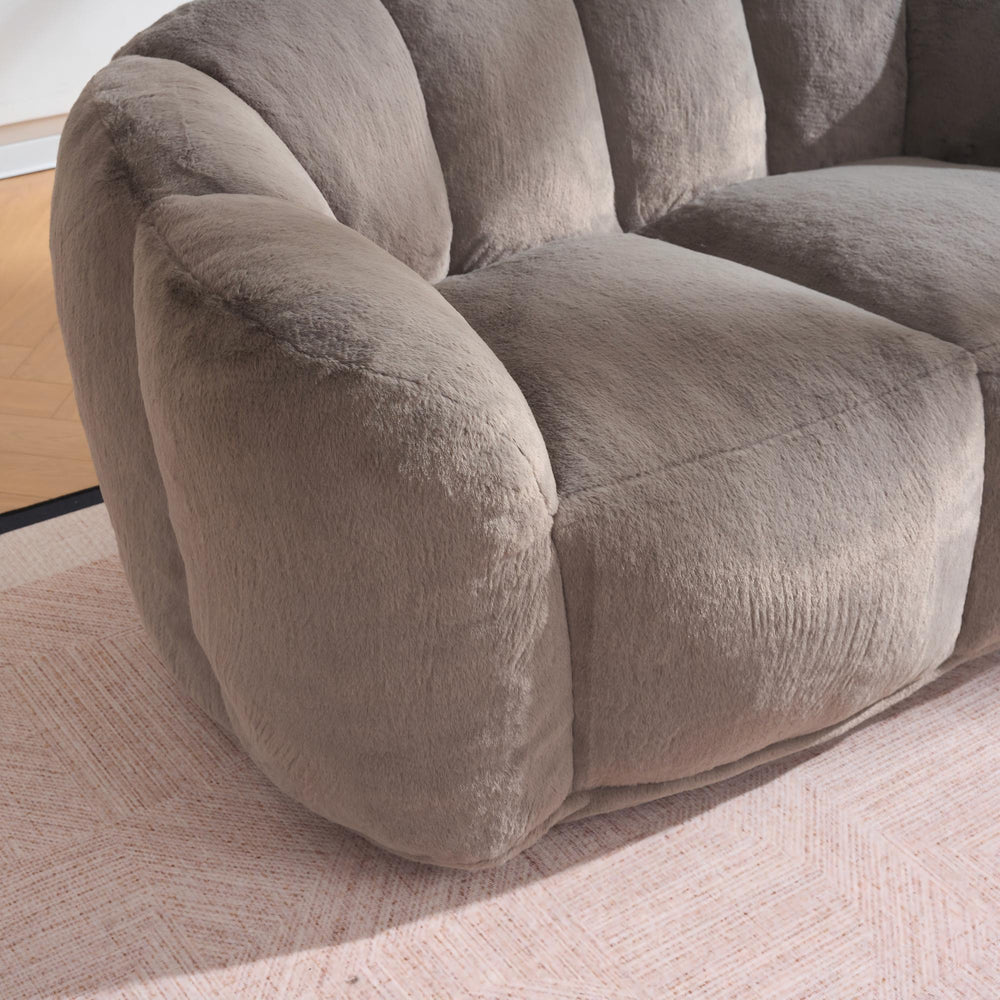English Elm Oversized Bean Bag Loveseat Fluffy Floor Sofa for Lounging and Reading in Any Room Brown W3523P450058