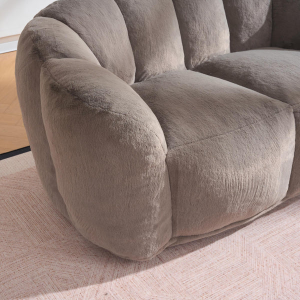 English Elm Oversized Bean Bag Loveseat Fluffy Floor Sofa for Lounging and Reading in Any Room Brown W3523P450058