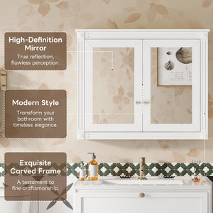 English Elm 36'' Wall Mounted Medicine Cabinet with Dual Mirrors Soft Close Doors Bathroom Storage White N710P371186K
