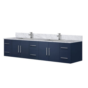 English Elm Navy Luxe Double Bath Vanity 84" W x 22" D with Carrara Marble Top, Soft-Close Drawers & Chrome Faucet B2731P258755