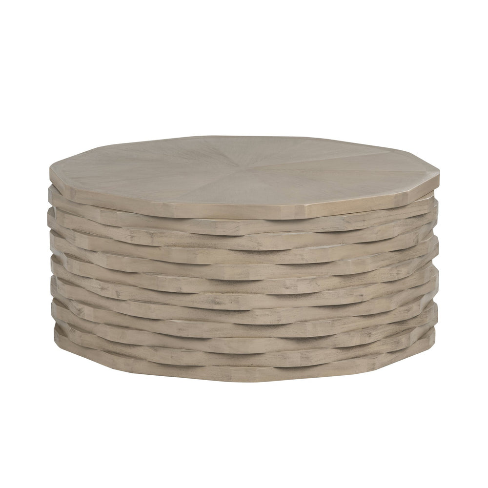 Crestview Collection Transitional Round Cocktail Table - Sculptural Bayur Wood Design With Lift-top Storage Solution Tan Solid Wood Cvfdr1220