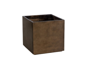 Sunpan TANSY Planter - Contemporary Square Design in Antique Bronze for Elegant Indoor and Outdoor Spaces Gold 111134
