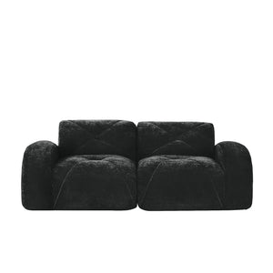 English Elm 2-seater Tufted Velvet Cloud Sofa Frameless High Density Foam Retro Luxe Living Room Black W714P387041