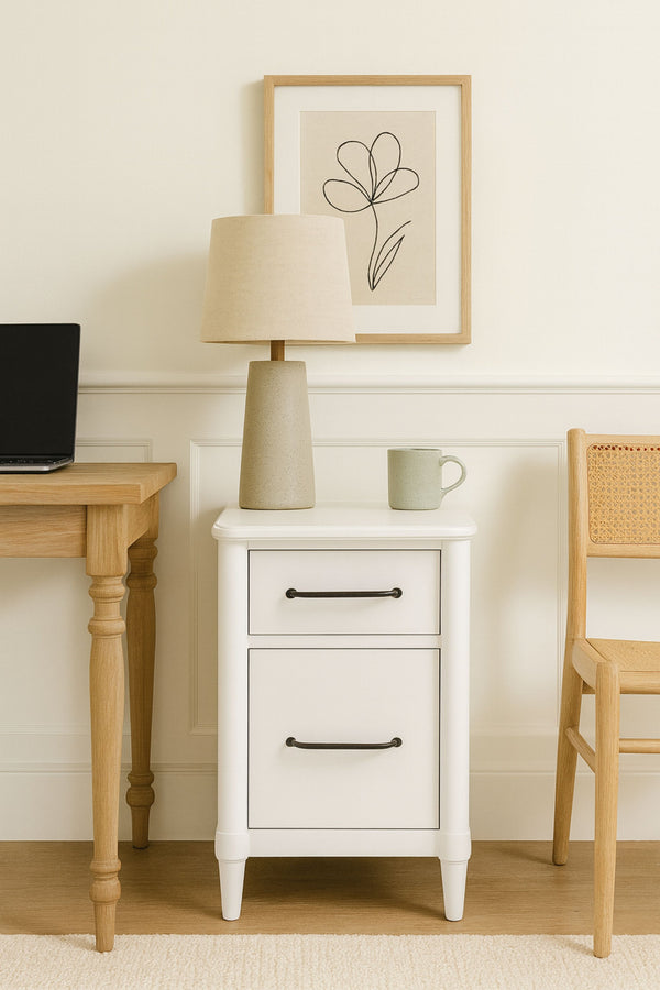 English Elm 2 Drawer Filing Cabinet with Mindi Veneer Finish, Dual Letter & Legal Drawers, Smooth Glides, Sturdy Legs White 27.25 L x 23.5 W x 28.25 H B2699P373701