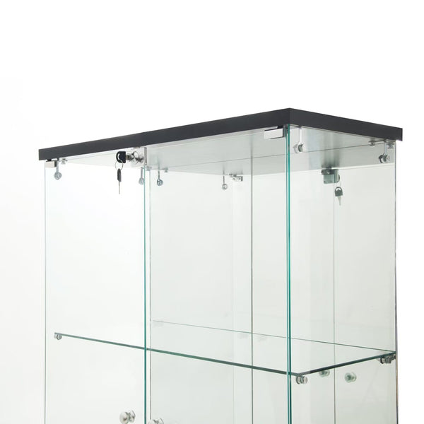 English Elm Tempered Glass Display Cabinet With Mirrored Back, Bluetooth Led Light & Lock For Secure Storage W3155S00015-GIGA