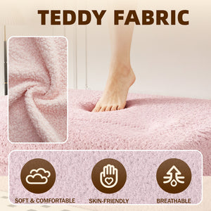 English Elm Modern Full Size Folding Sofa Bed with Teddy Fabric, Foam-Filled 15" Sleeper, 2 Pillows, No Assembly Required Pink W1885P272260