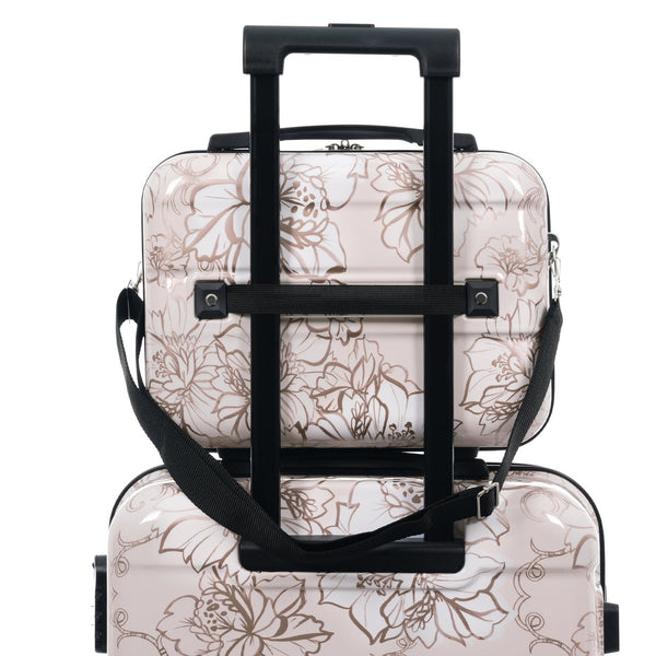 English Elm 6 Piece Hardshell Abs Travel Set with Spinner Wheels Combination Lock and Toiletry Bag Pink Flower N732P391160U