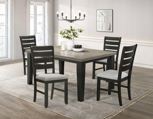 English Elm 1pc Contemporary Dining Table 42" x 64"-82" with 18" Leaf Two-Tone Solid Wood Top Tapered Legs B011P400271