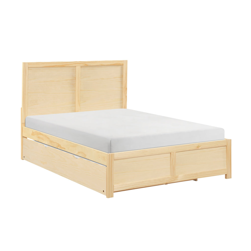 English Elm Contemporary Full Platform Bed Tall Headboard Natural Pine Wood Scandinavian Bedroom Frame B011S02456